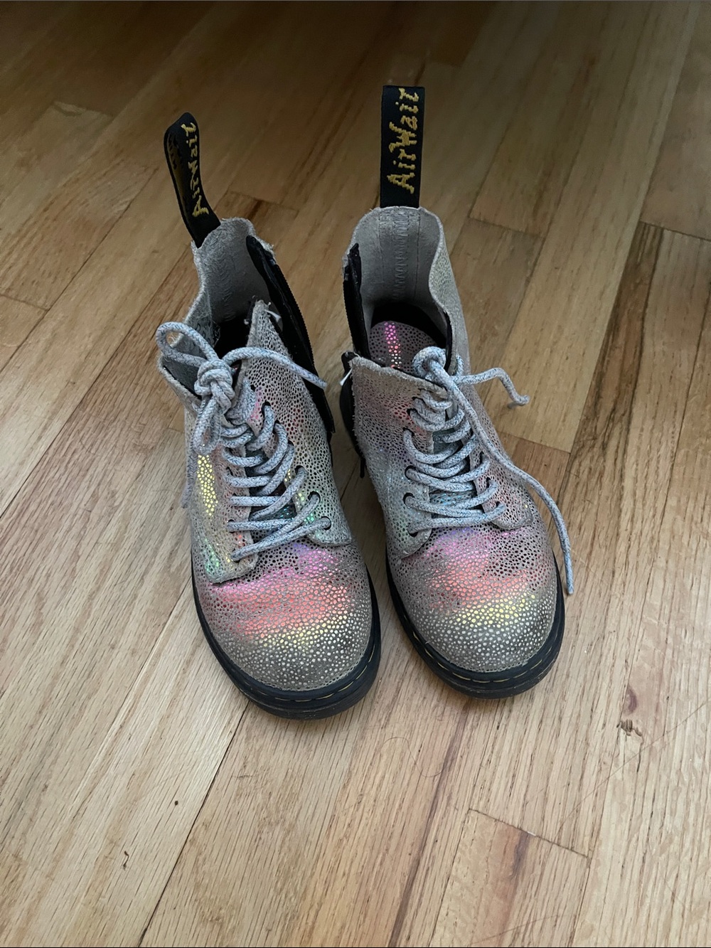 Doc martens kids Iridescent Glitter Combat Boots
